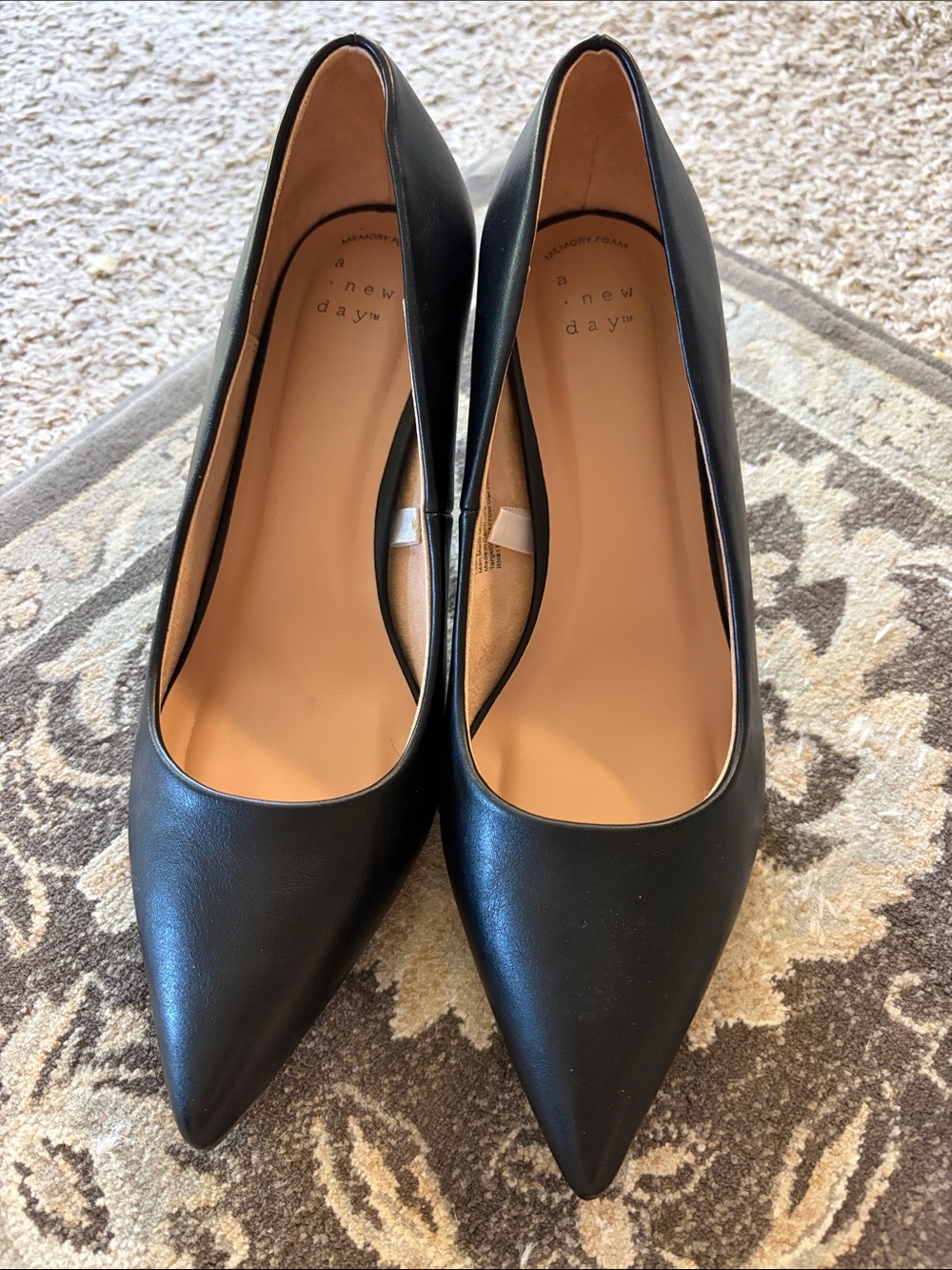 a new day Black Pointed-Toe Faux Leather Pumps